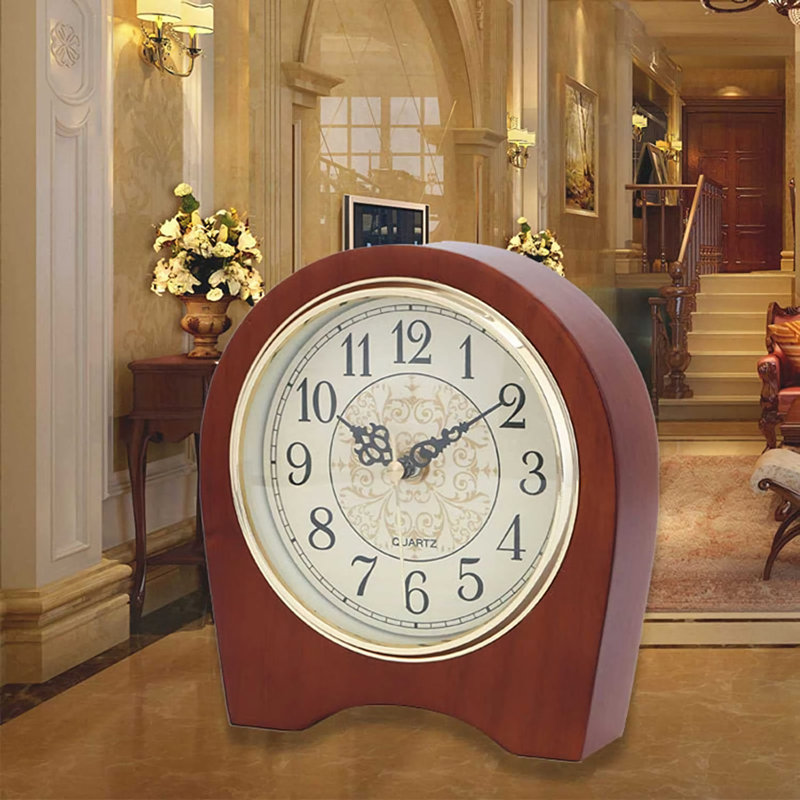 Red Barrel Studio® Retro Mantel Clock, Quiet Not Ticking Table Clock